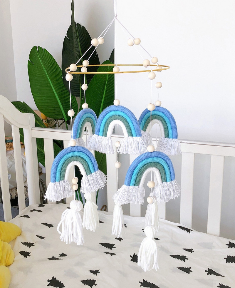 Bölcsődei szoba dekoráció Nordic Rainbow ágy szélcsengő kézzel készített függő dekoráció gyerekszoba sátor fiú lány lány hálószoba gyerekszoba dekoráció