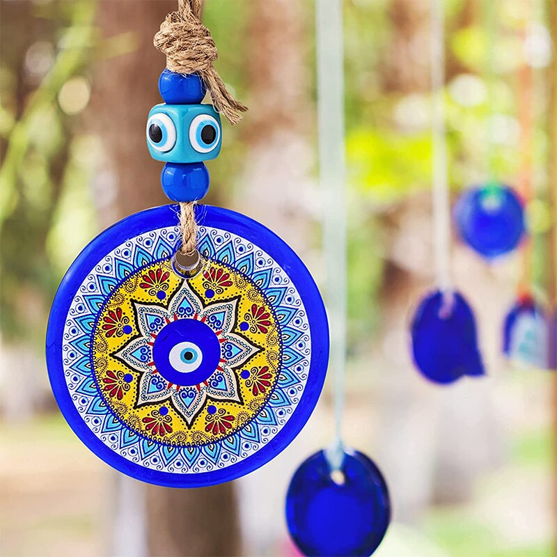 H&D Glass Blue Evil Eye medál Fengshui török Nazar gyöngyök falra akasztható dekoráció otthoni nappaliba autós bűbáj amulett ajándék