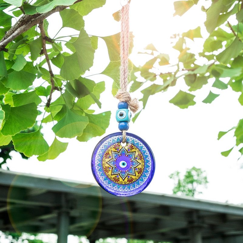 H&D Glass Blue Evil Eye medál Fengshui török Nazar gyöngyök falra akasztható dekoráció otthoni nappaliba autós bűbáj amulett ajándék