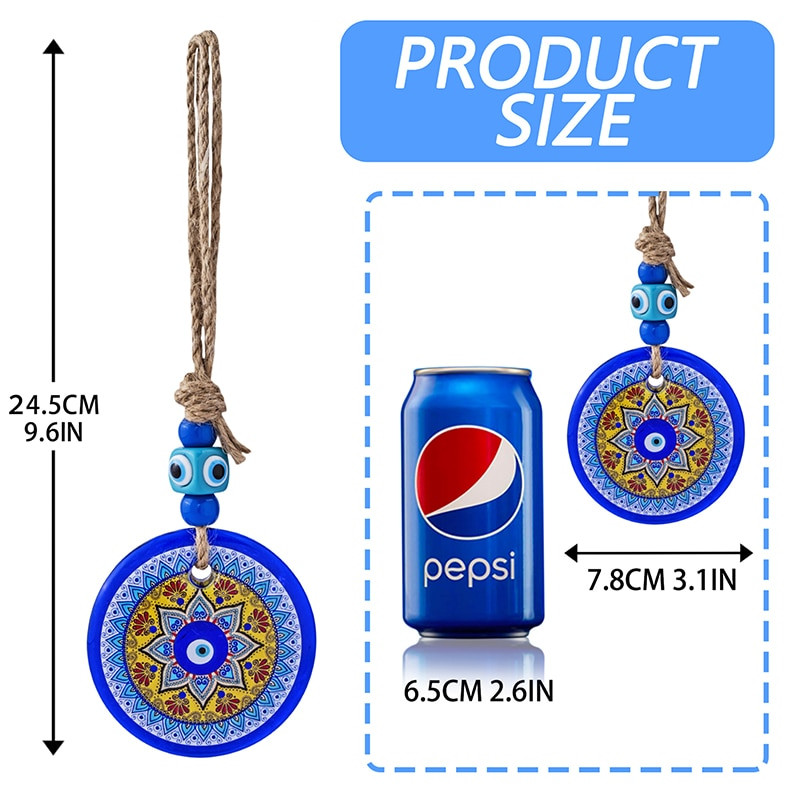 H&D Glass Blue Evil Eye medál Fengshui török Nazar gyöngyök falra akasztható dekoráció otthoni nappaliba autós bűbáj amulett ajándék