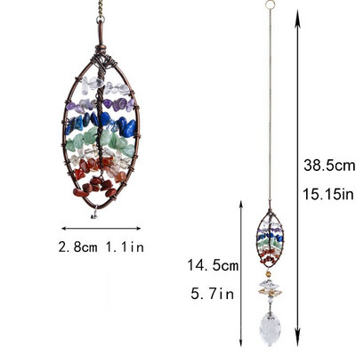 Életfa Napfogó Kristály szélcsengő Függő Dekorációk Ólomüveg Kert Kültéri Dekoráció Otthon Gyermekszoba Medál