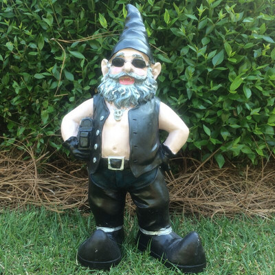 Gnomi Biker Dude & Babe Motociclet Gnome Garden Biker Gnome Cuplu Statui Rășină Figurine 16 cm