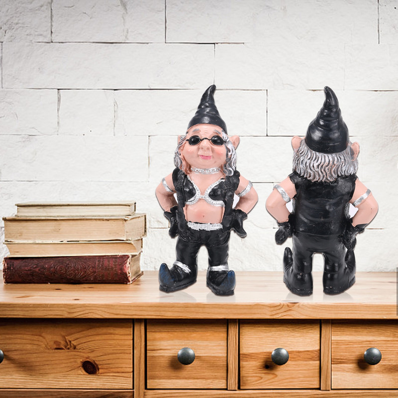 Gnomi Biker Dude & Babe Motociclet Gnome Garden Biker Gnome Cuplu Statui Rășină Figurine 16 cm