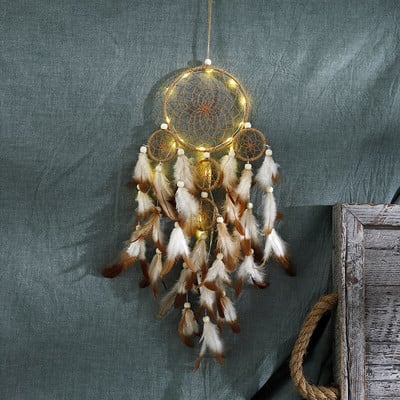 Fantasy Five Rings Dreamcatcher Art Home Kézműves Dísz Lógó Hálószoba Kézzel készített toll Valentin-napi Ajándékok Álomfogó
