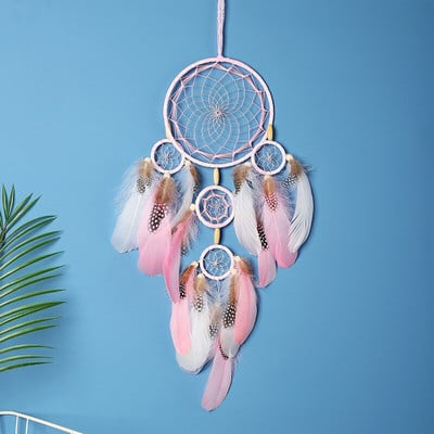 Fantasy Five Rings Dreamcatcher Art Home Kézműves Dísz Lógó Hálószoba Kézzel készített toll Valentin-napi Ajándékok Álomfogó