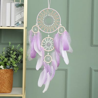 Fantasy Five Rings Dreamcatcher Art Home Kézműves Dísz Lógó Hálószoba Kézzel készített toll Valentin-napi Ajándékok Álomfogó