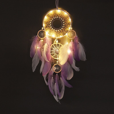 Fantasy Five Rings Dreamcatcher Art Home Kézműves Dísz Lógó Hálószoba Kézzel készített toll Valentin-napi Ajándékok Álomfogó