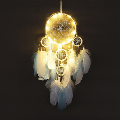 Fantasy Five Rings Dreamcatcher Art Home Kézműves Dísz Lógó Hálószoba Kézzel készített toll Valentin-napi Ajándékok Álomfogó