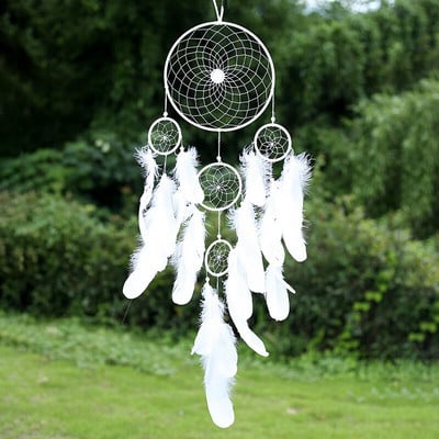 Fantasy Five Rings Dreamcatcher Art Home Kézműves Dísz Lógó Hálószoba Kézzel készített toll Valentin-napi Ajándékok Álomfogó