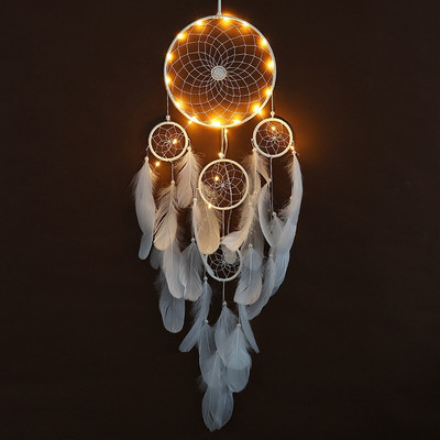 Fantasy Five Rings Dreamcatcher Art Home Kézműves Dísz Lógó Hálószoba Kézzel készített toll Valentin-napi Ajándékok Álomfogó