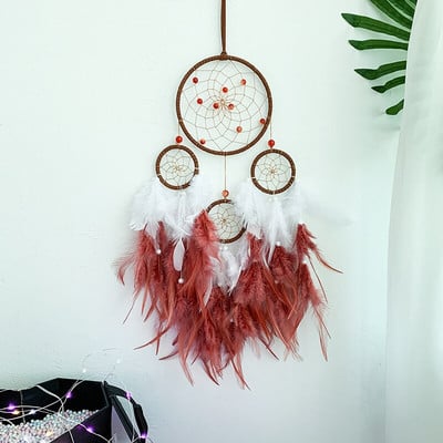 Fantasy Five Rings Dreamcatcher Art Home Kézműves Dísz Lógó Hálószoba Kézzel készített toll Valentin-napi Ajándékok Álomfogó