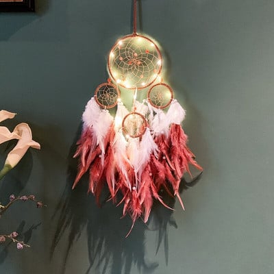 Fantasy Five Rings Dreamcatcher Art Home Kézműves Dísz Lógó Hálószoba Kézzel készített toll Valentin-napi Ajándékok Álomfogó