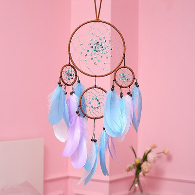 Fantasy Five Rings Dreamcatcher Art Home Kézműves Dísz Lógó Hálószoba Kézzel készített toll Valentin-napi Ajándékok Álomfogó