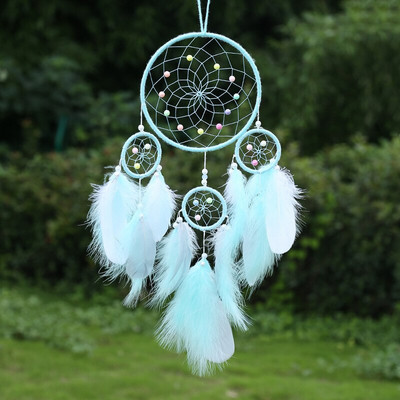 Fantasy Five Rings Dreamcatcher Art Home Kézműves Dísz Lógó Hálószoba Kézzel készített toll Valentin-napi Ajándékok Álomfogó