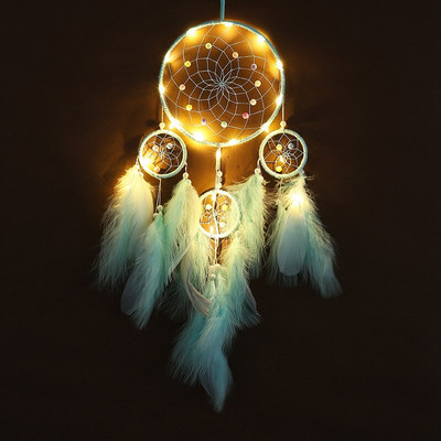Fantasy Five Rings Dreamcatcher Art Home Kézműves Dísz Lógó Hálószoba Kézzel készített toll Valentin-napi Ajándékok Álomfogó