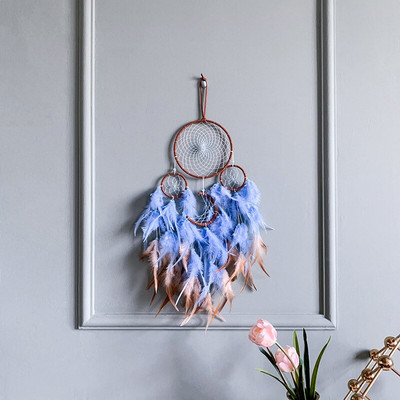 Fantasy Five Rings Dreamcatcher Art Home Kézműves Dísz Lógó Hálószoba Kézzel készített toll Valentin-napi Ajándékok Álomfogó