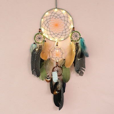 Fantasy Five Rings Dreamcatcher Art Home Kézműves Dísz Lógó Hálószoba Kézzel készített toll Valentin-napi Ajándékok Álomfogó