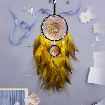 Fantasy Five Rings Dreamcatcher Art Home Kézműves Dísz Lógó Hálószoba Kézzel készített toll Valentin-napi Ajándékok Álomfogó