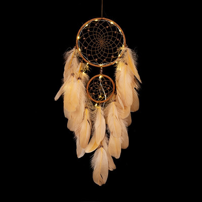 Fantasy Five Rings Dreamcatcher Art Home Kézműves Dísz Lógó Hálószoba Kézzel készített toll Valentin-napi Ajándékok Álomfogó