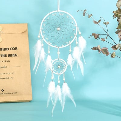 Fantasy Five Rings Dreamcatcher Art Home Kézműves Dísz Lógó Hálószoba Kézzel készített toll Valentin-napi Ajándékok Álomfogó