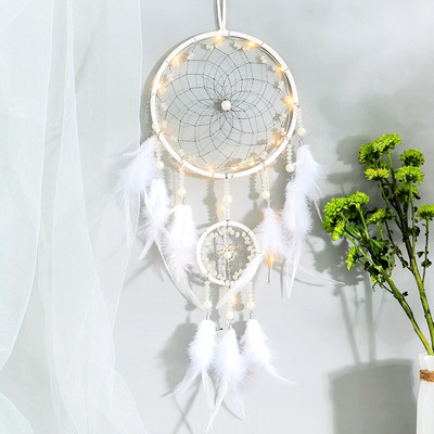 Fantasy Five Rings Dreamcatcher Art Home Kézműves Dísz Lógó Hálószoba Kézzel készített toll Valentin-napi Ajándékok Álomfogó