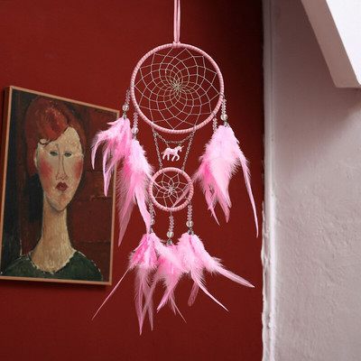 Fantasy Five Rings Dreamcatcher Art Home Kézműves Dísz Lógó Hálószoba Kézzel készített toll Valentin-napi Ajándékok Álomfogó