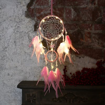 Fantasy Five Rings Dreamcatcher Art Home Kézműves Dísz Lógó Hálószoba Kézzel készített toll Valentin-napi Ajándékok Álomfogó