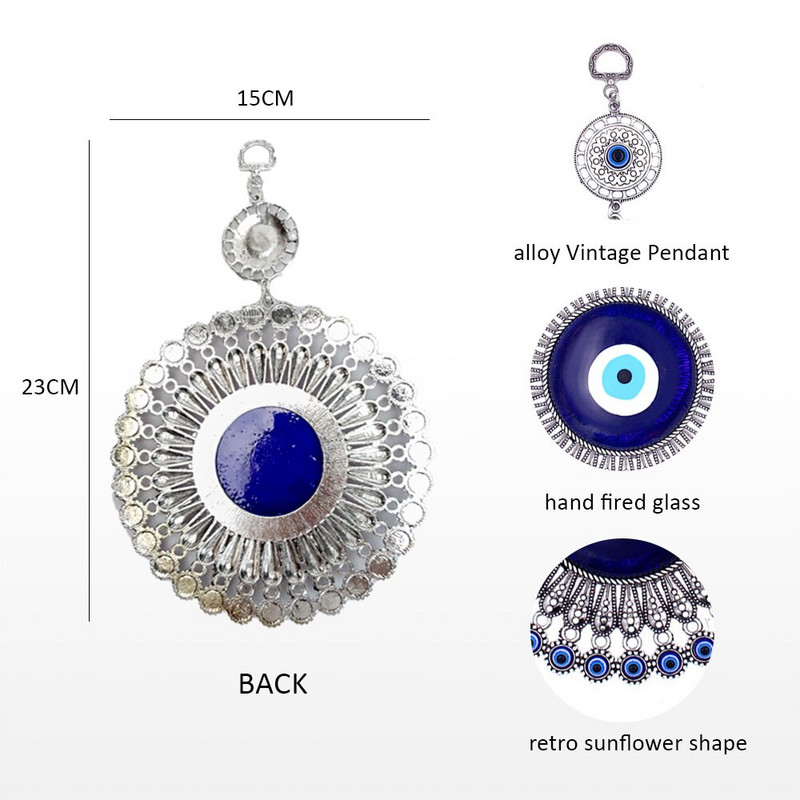 Turkijos mėlynos spalvos blogio akies dekoras, pakabinamas pakabukas, amuletai, ornamentas, raktų pakabukas Namų sodo apsauga Laiminga dovana