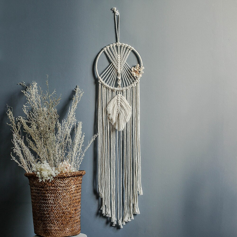 Nordic Star Moon Makramé lakberendezési kiegészítők Boho Decor Ramadan Girl Kids Baba szoba fali dekoráció Dreamcatcher falvédők