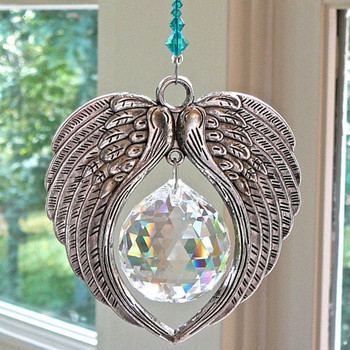 Crystal Angel Wing Suncatcher κρεμαστό κρεμαστό ουράνιο τόξο Maker Κρεμαστό κρεμαστό κρυστάλλινο τσάκρα Prisms για Διακόσμηση κήπου σπιτιού με παράθυρο