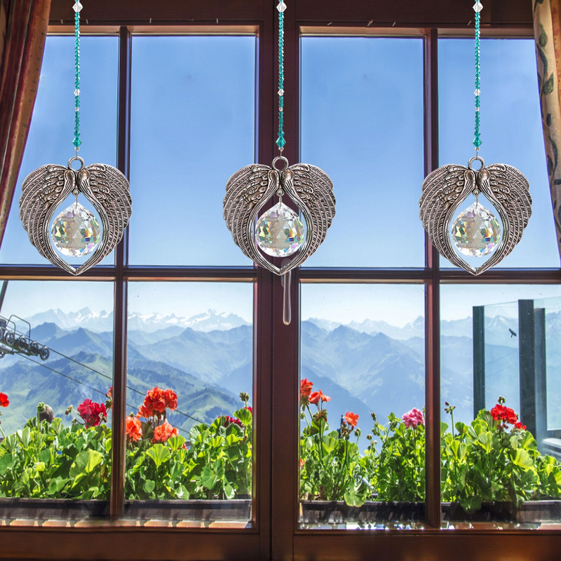 Kristalno krilo anđela Privjesak hvatač sunca Rainbow Maker Viseći kristal Čakra Prizme Privjesak za prozor Dekoracija kućnog vrta