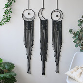 Black Sun Moon Dream Catcher Nordic makramé álomfogó kristályfallal szoba lakberendezési udvar kert hálószoba dekoráció