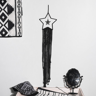 Black Sun Moon Dream Catcher Nordic makramé álomfogó kristályfallal szoba lakberendezési udvar kert hálószoba dekoráció