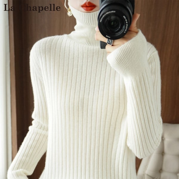 Naujo modelio moteriškas megztinis su aukšta polo apykakle