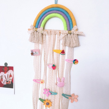 Διακόσμηση τοίχου Rainbow Φιόγκοι για τα μαλλιά Ζώνη αποθήκευσης για κορίτσια Κλιπ μαλλιών Barrette Hairband Κρεμαστά στολίδι με λωρίδες