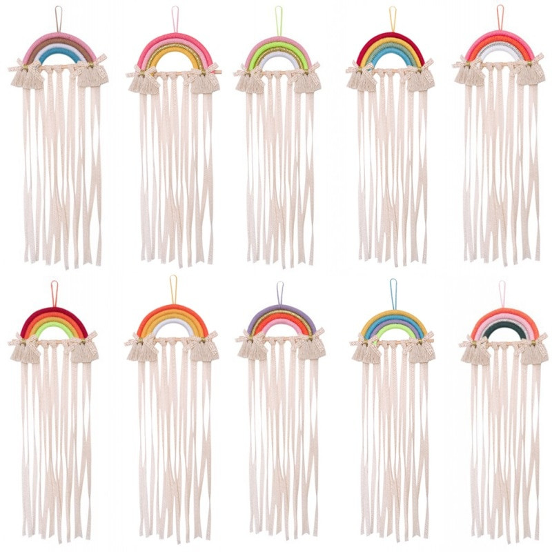 Vaivorykštės sienos pakabinimo dekoro plaukų lankeliai laikymo diržas mergaitėms plaukų segtukai Barrette plaukų juostelės kabantys organizatoriaus juostelės laikiklio ornamentas