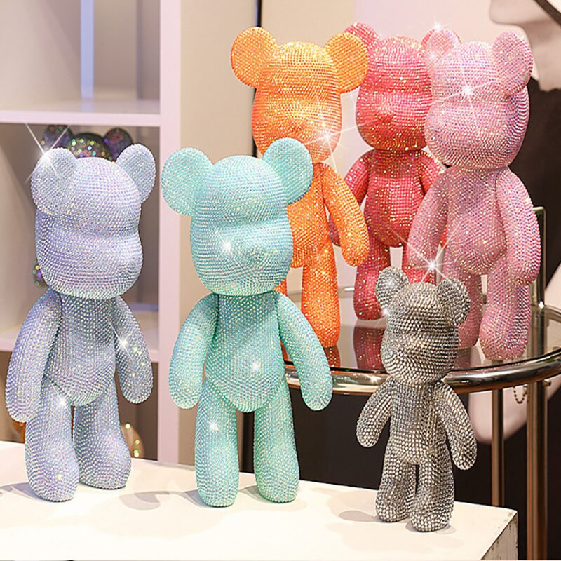 „Pasidaryk pats“ deimantinis meškiukas, rankų darbo krištolinis krištolas, smurtinio lokio figūrėlių rinkinys „Kawaii“ priedai darbalaukio papuošalai, dovana vaikams