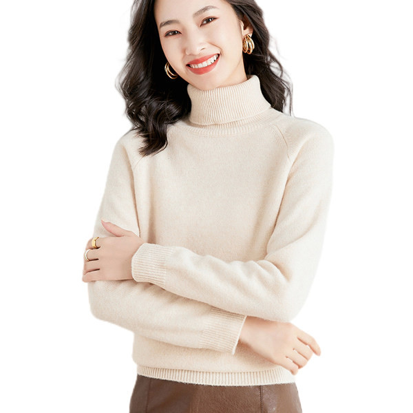 Μονόχρωμο γυναικείο πουλόβερ με ψηλό γιακά