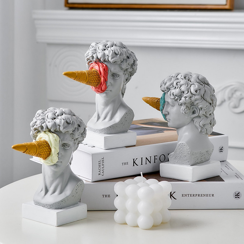 Μοντέρνα σκανδιναβική φιγούρα στολίδι Ice Cream David Figurine Διακόσμηση σπιτιού Γλυπτό γραφείου Βιβλιοθήκη γραφείου Διακόσμηση τέχνης Άγαλμα του Δαβίδ