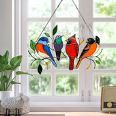Pácolt madár otthoni ablak falra függesztő műanyag madarak díszek szobakiegészítők sokszínű madarak dekoráció anyák napi ajándék