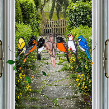 Stained Bird Window Home Κρεμαστά τοίχου Πλαστικά Πουλιά Στολίδια Αξεσουάρ Δωματίου Πολύχρωμα Πουλιά Διακόσμηση Δώρο για την Ημέρα της Μητέρας