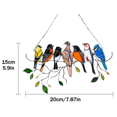 Pácolt madár otthoni ablak falra függesztő műanyag madarak díszek szobakiegészítők sokszínű madarak dekoráció anyák napi ajándék