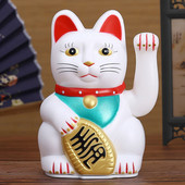 Kínai Feng Shui Beckoning Cat Wealth Fehér hullámzó szerencse / Lucky Cat 6"H Gold Ezüst Legjobb ajándék Good Luck Kitty Decor 5Type