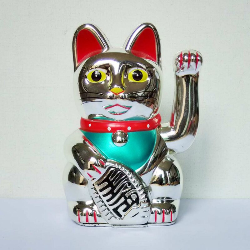 Kínai Feng Shui Beckoning Cat Wealth Fehér hullámzó szerencse / Lucky Cat 6"H Gold Ezüst Legjobb ajándék Good Luck Kitty Decor 5Type
