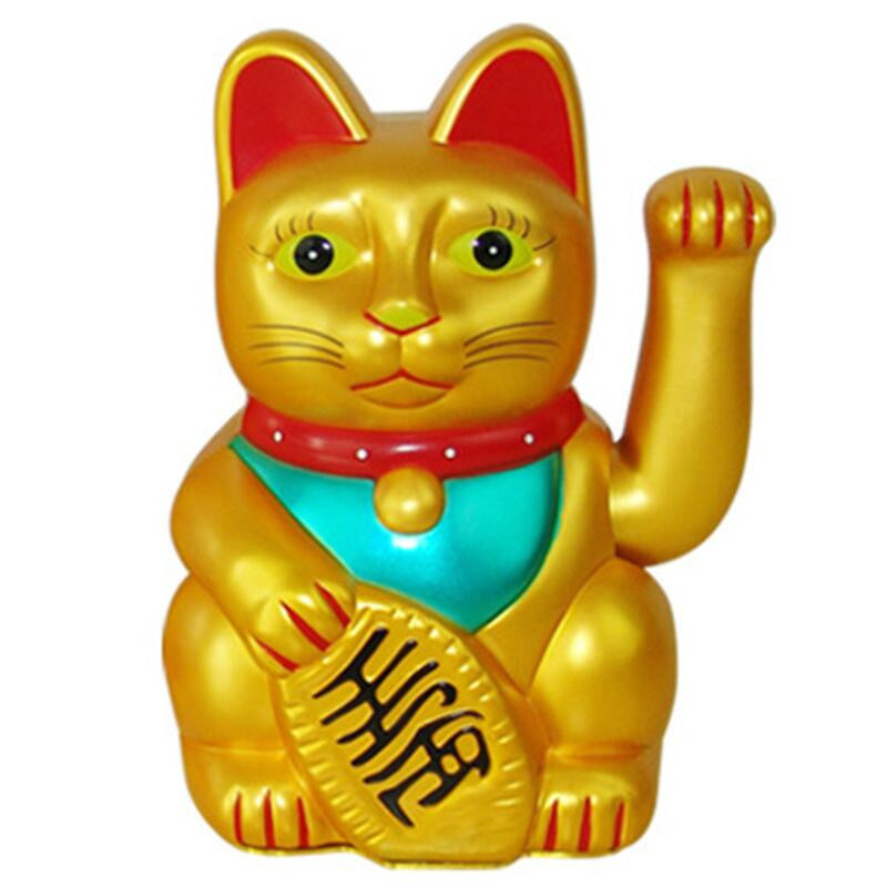 Kínai Feng Shui Beckoning Cat Wealth Fehér hullámzó szerencse / Lucky Cat 6"H Gold Ezüst Legjobb ajándék Good Luck Kitty Decor 5Type