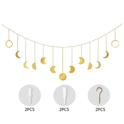 Piesă rotundă metalică în formă de soare, de lună, pentru agățat, decorație, pentru agățat de perete foto, ornament Q39B