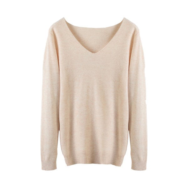 Pulover de damă modern cu un model larg cu decolteu în V