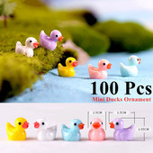 100 DB aranyos mini gyanta kacsa dísz apró kacsa mikro táj babaház dekoráció kültéri izzó mini szobor dísz