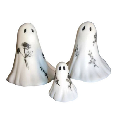 Baisus baltos skulptūros rinkinys Creative Resin Helovinas baisus dekoras Rankų darbo amatai Vaiduoklių statula Namų stalo ornamentas