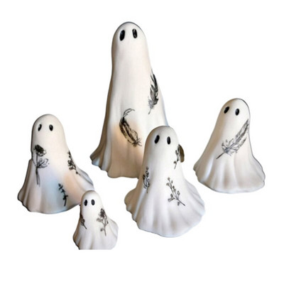 Baisus baltos skulptūros rinkinys Creative Resin Helovinas baisus dekoras Rankų darbo amatai Vaiduoklių statula Namų stalo ornamentas